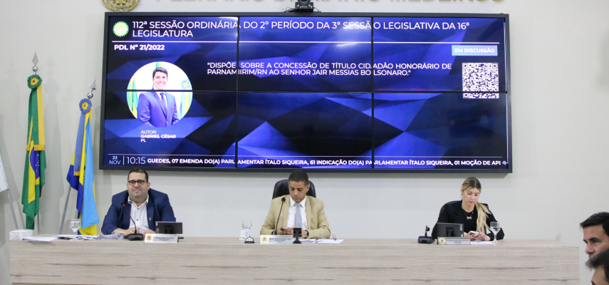 Câmara de Parnamirim aprova projetos de lei em primeira votação na 112ª Sessão Ordinária 