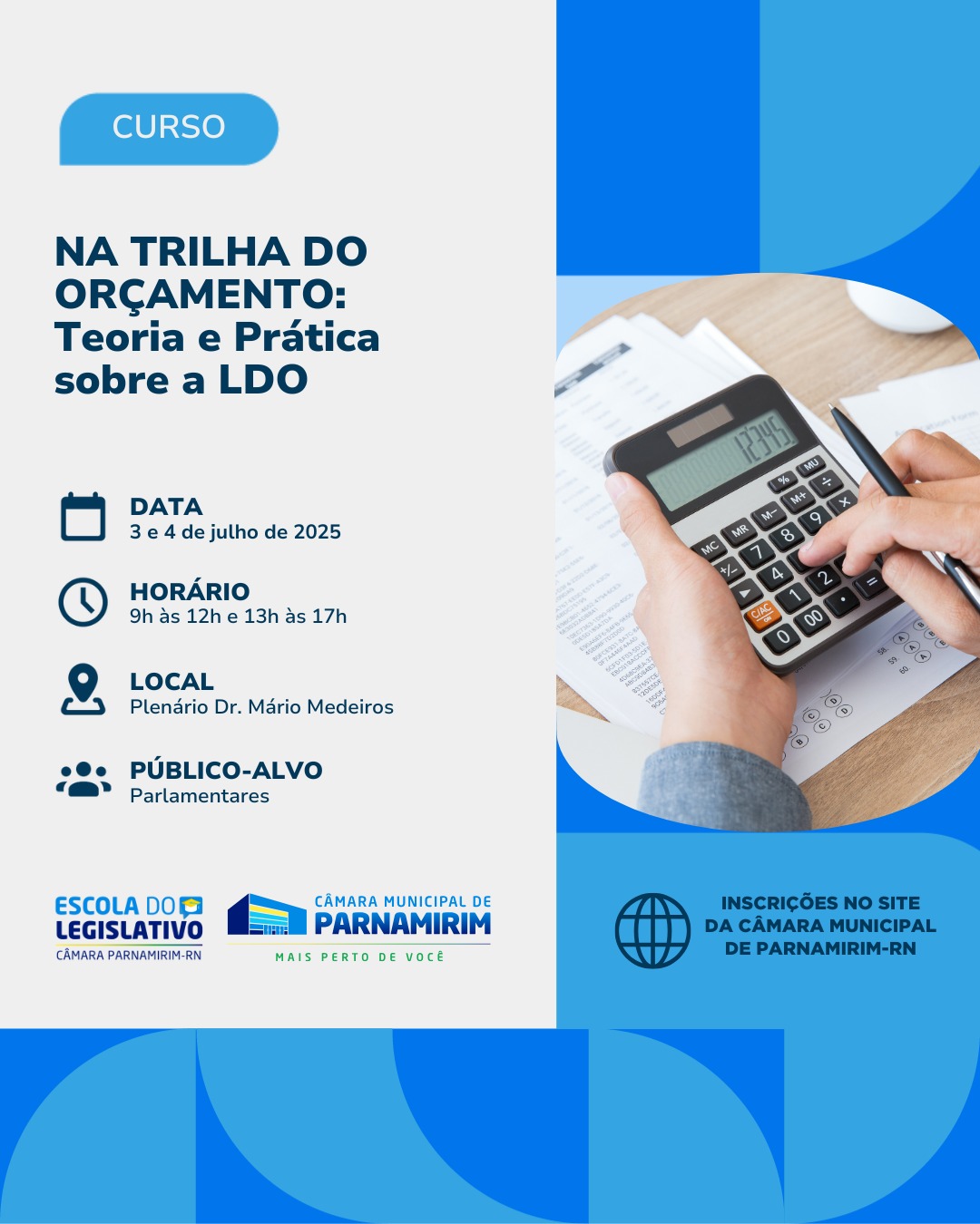 Curso sobre Lei de Diretrizes Orçamentárias será realizado na Câmara de Parnamirim